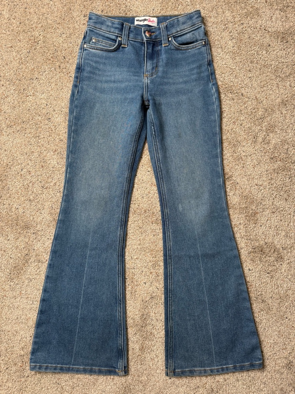 Barbie Wrangler Blue Denim Girls Jeans 2 Pair with Pink Accents size 12 - Picture 7 of 14